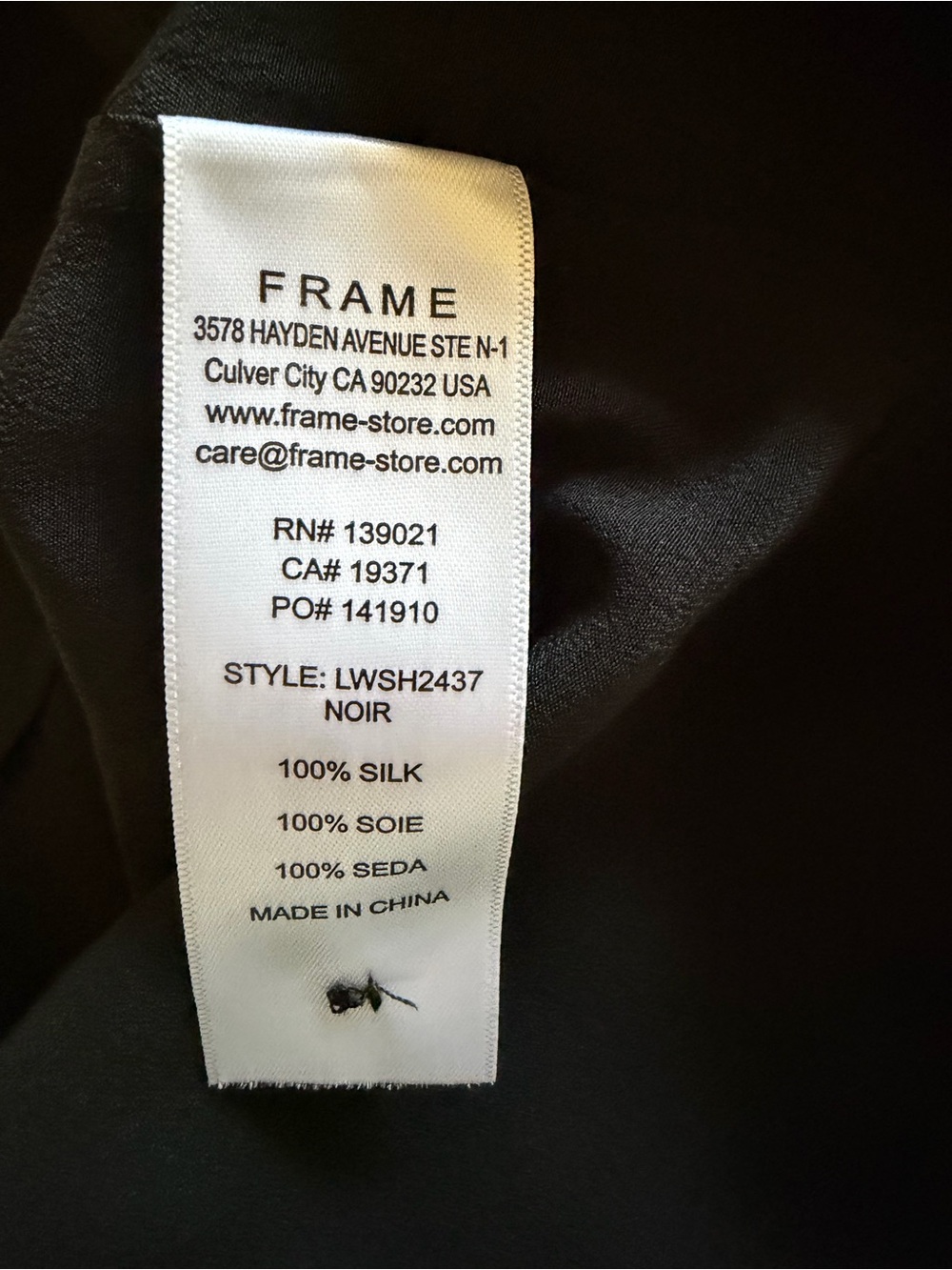 Frame Denim Black Puff-Sleeve Silk Blouse - Picture 8 of 9
